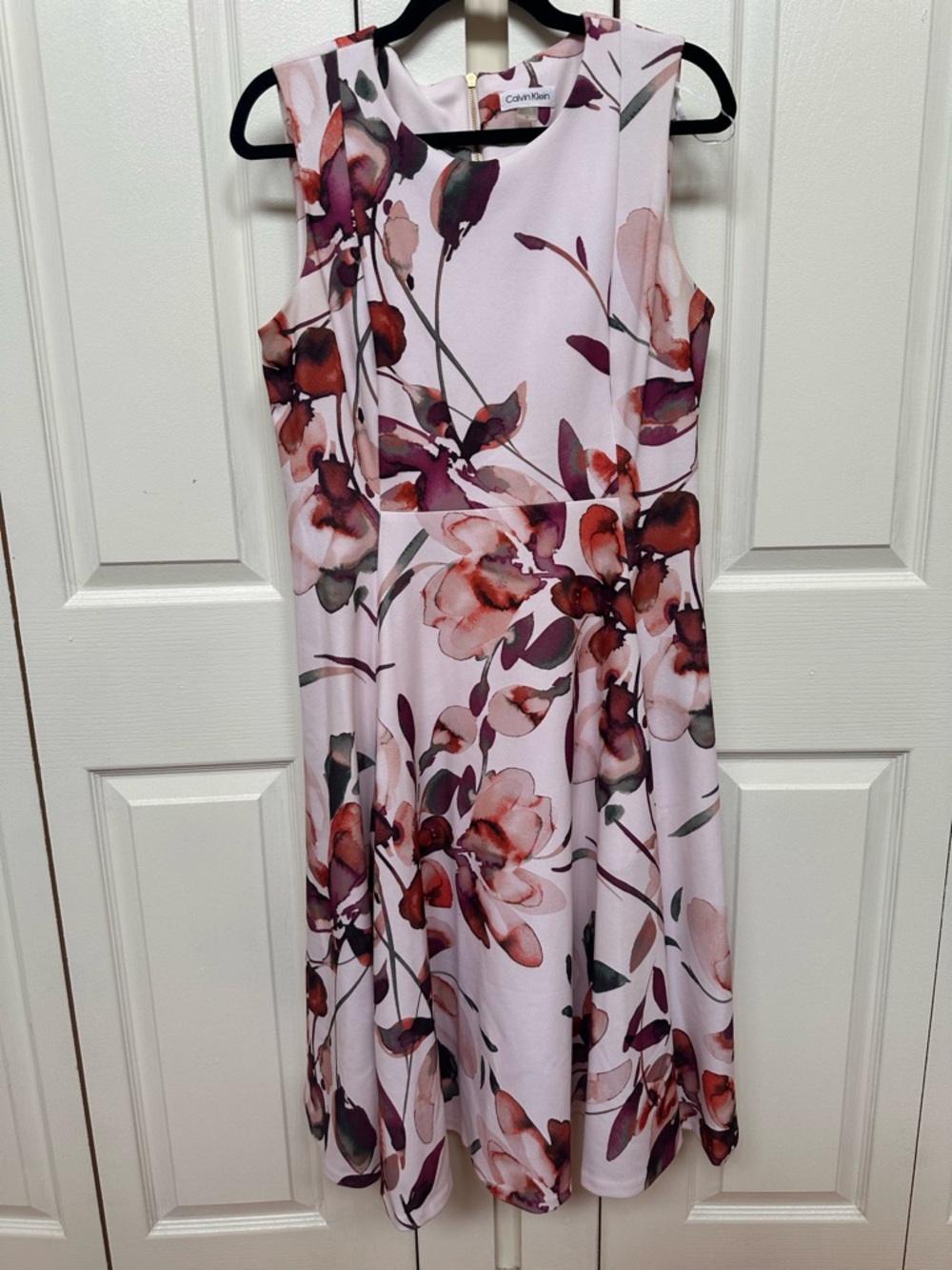 Calvin Klein Light Pink Floral Midi Dress